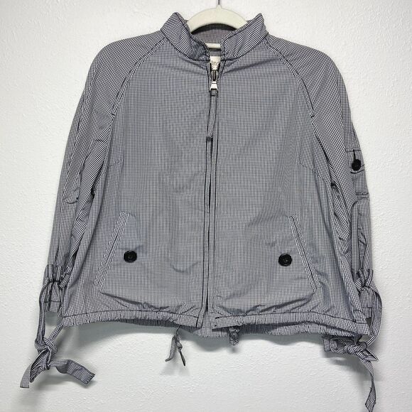 Marlboro Classics Womens Black White Plaid Check Full Zip Windbreaker EU44 - Picture 1 of 6